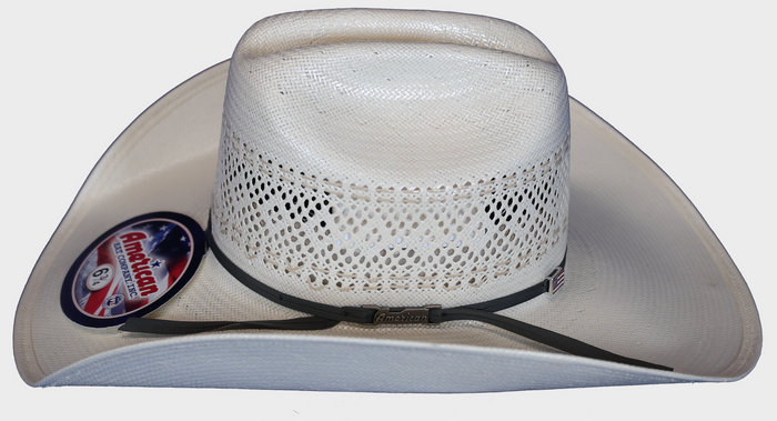 Side view American Hat Company straw hat.