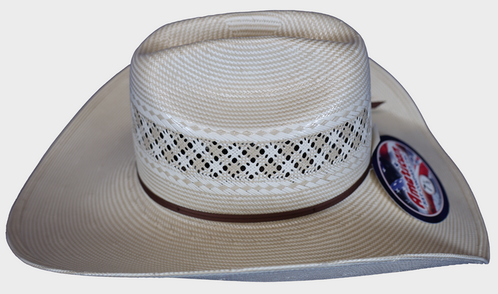 Side view American Hat Company straw hat.