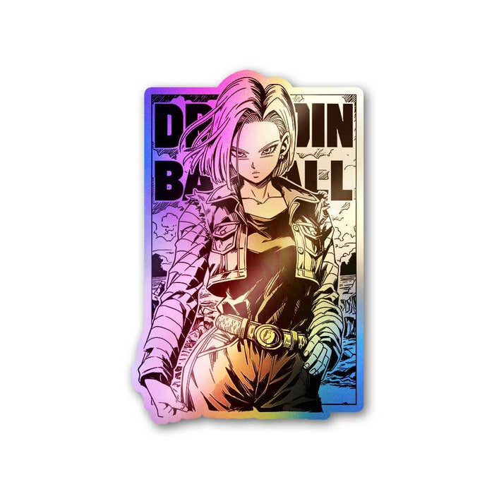 Android 18 Holographic Sticker - Holographic stickers | STICK IT UP