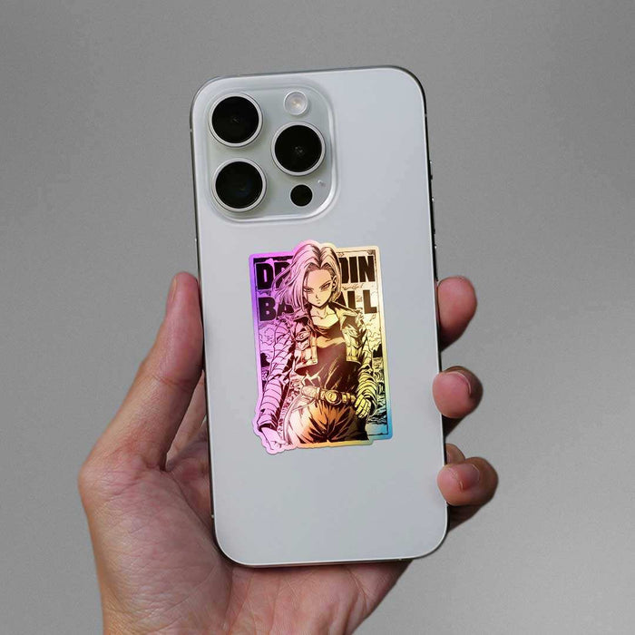 Android 18 Holographic Sticker - Holographic stickers | STICK IT UP
