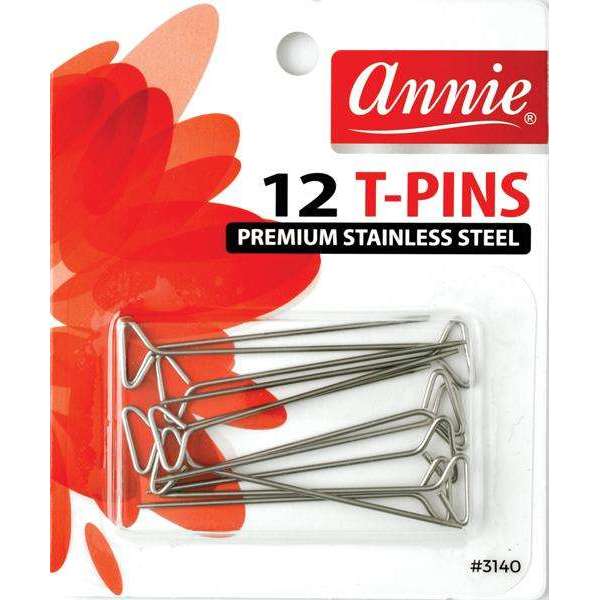 Annie Hair T-Pins, 12 Count, Silver