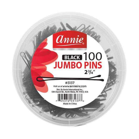 Annie Jumbo Pins 2 3/4 Inch, 100 Count Metal Hair Pins, Black