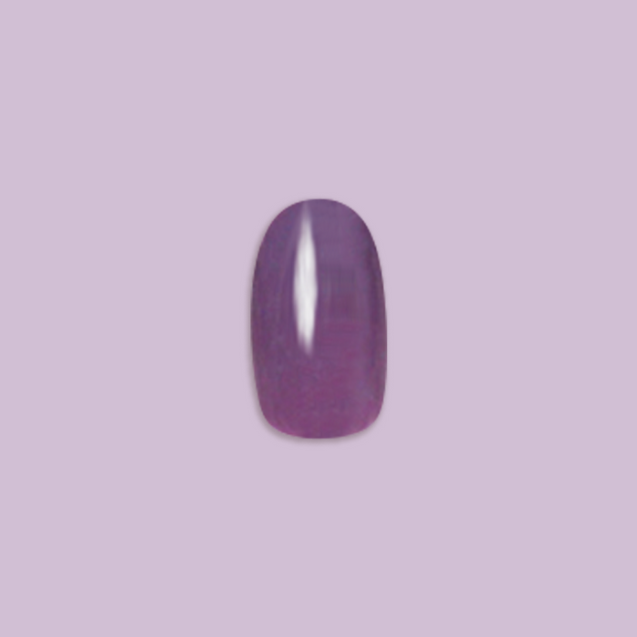 Art Class - Press-On | Short | Round showing single muted eggplant purple short round false nail on lavender background