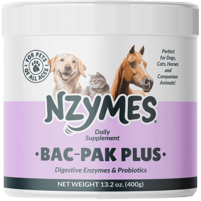 Nzymes® Bac-Pak Plus – Natural Digestive Enzymes and Probiotics for Healthy Digestion of dog, cat, and horse