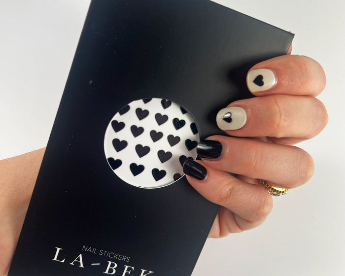 Black Hearts Nail Art Decals