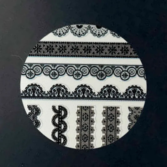Black Lace Trim nail art decals, product shot