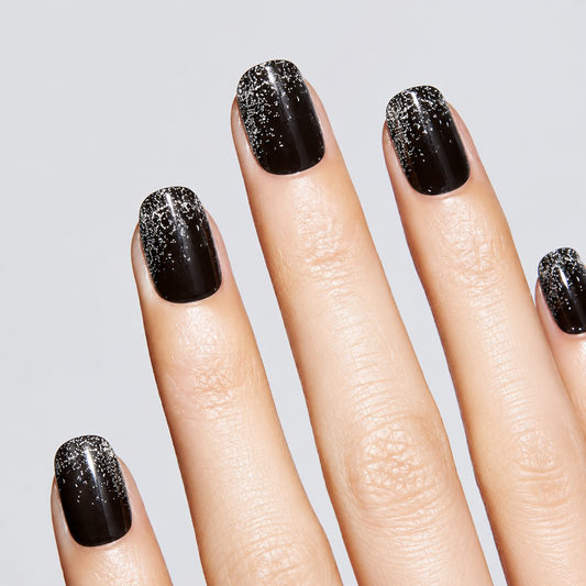 Black Silver Glitter Ombre Gel Nail Stickers