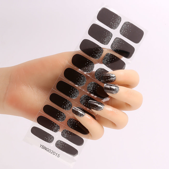 Black Silver Glitter Ombre Gel Nail Stickers