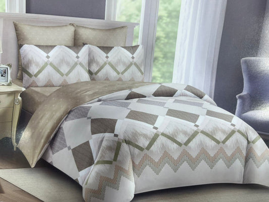 Blue Chevron Geometric 4pc Duvet Set – 5x6
