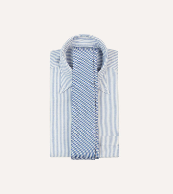 Blue Houndstooth Mogador Silk Tipped Tie