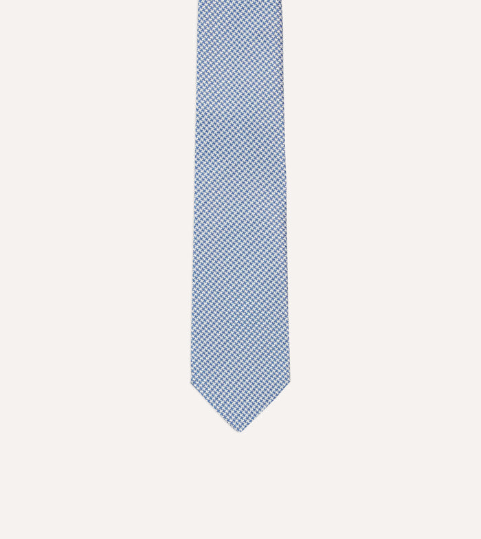 Blue Houndstooth Mogador Silk Tipped Tie