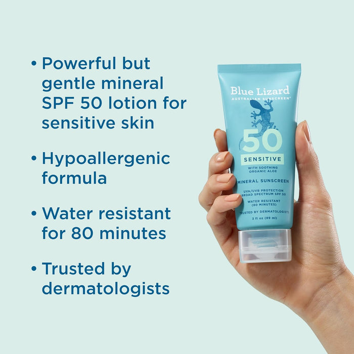 Blue Lizard Sensitive Mineral Sunscreen Lotion SPF 50 (3oz)