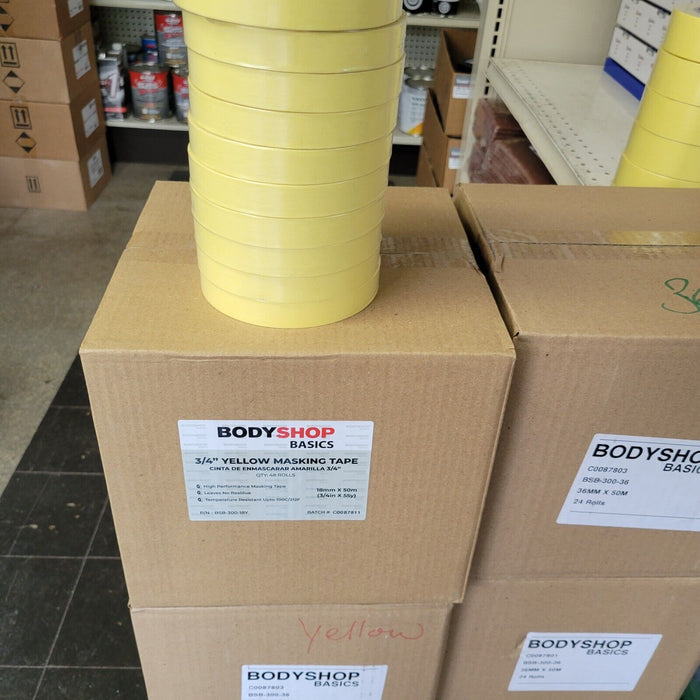 Body Shop MASKING TAPE 3/4 inch (48 Rolls) 4 sleeves Automotive Tape