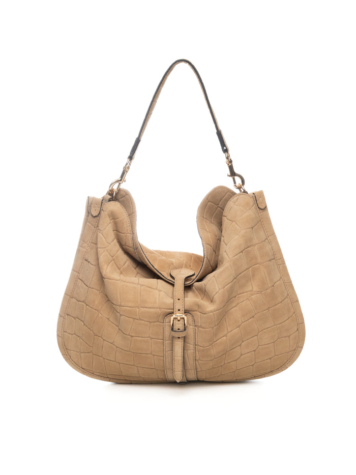 DI LORENZO borsa a spalla lucrezia beige LUCREZIA CAMOSCIO/COCCO-DESERTO