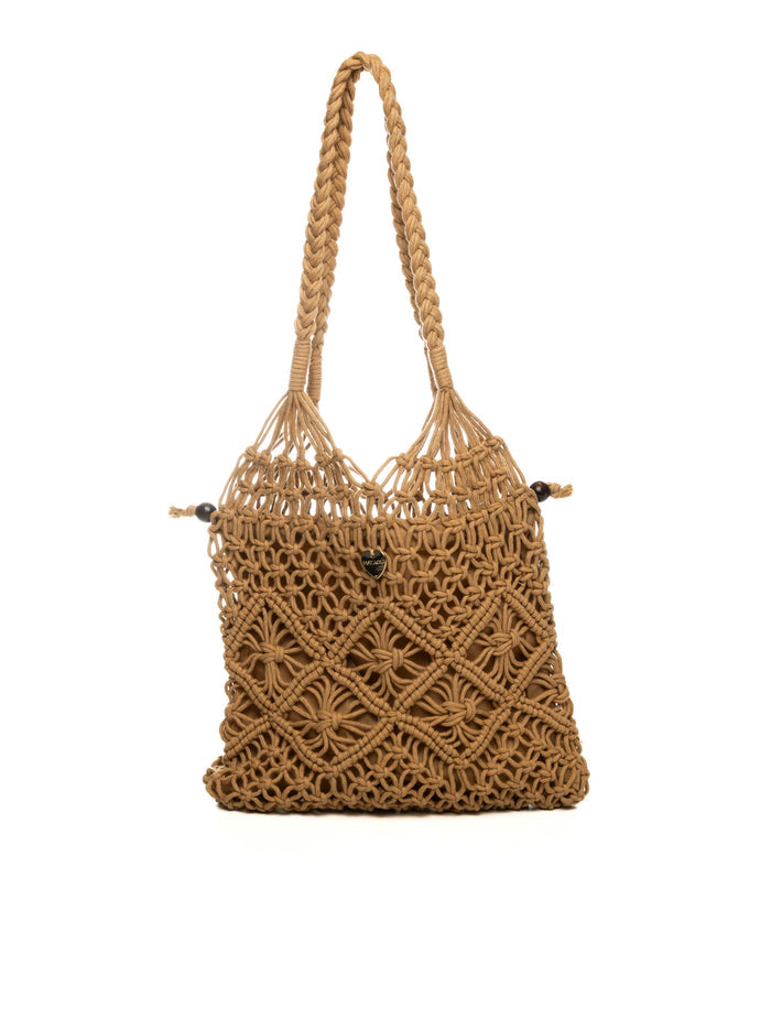 HATYOU borsa a spalla macramé cammello BP0328 MACRAME-CAMMELLO