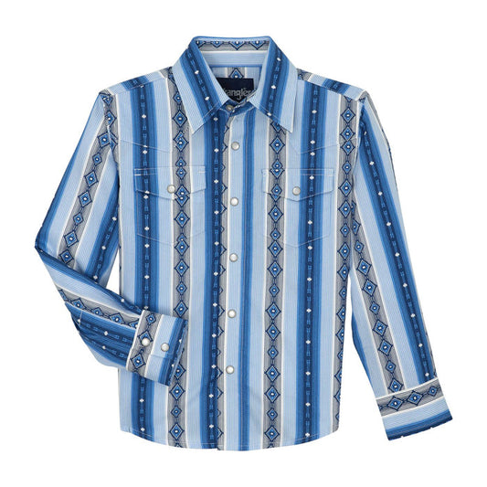 Boy's Wrangler 112359432 Checotah® Western Long Sleeve Printed Shirt