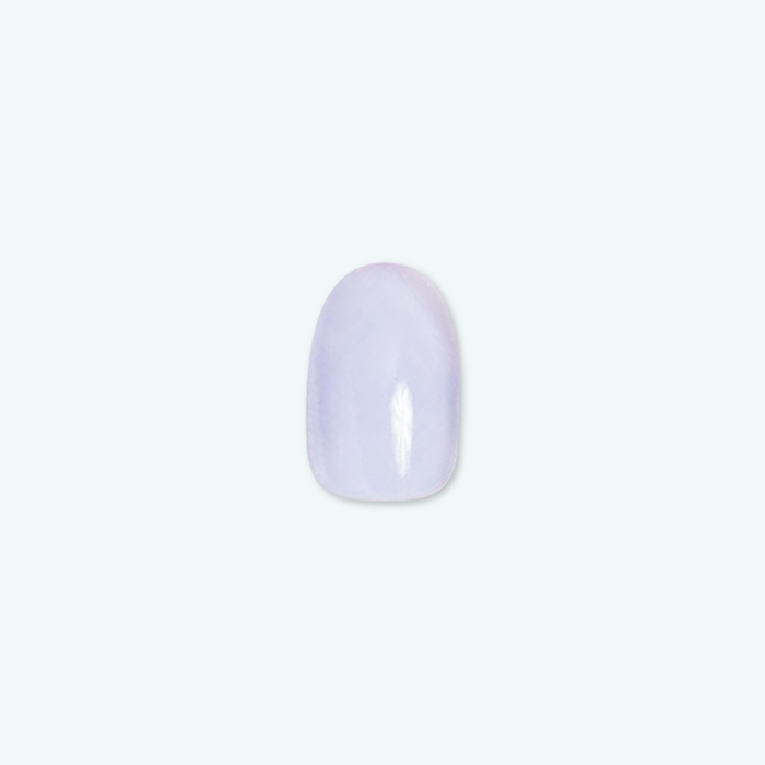 BP - Press-On | Extra Short | Round showing single icy light blue extra short round false nail on pale background