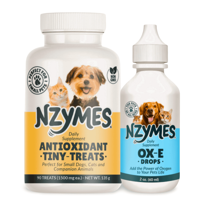 Nzymes® Breathe Easy Bundle – Ox-E Drops, Antioxidant Treats & Syringe Set for Daily Supplements, Immune & Skin Support
