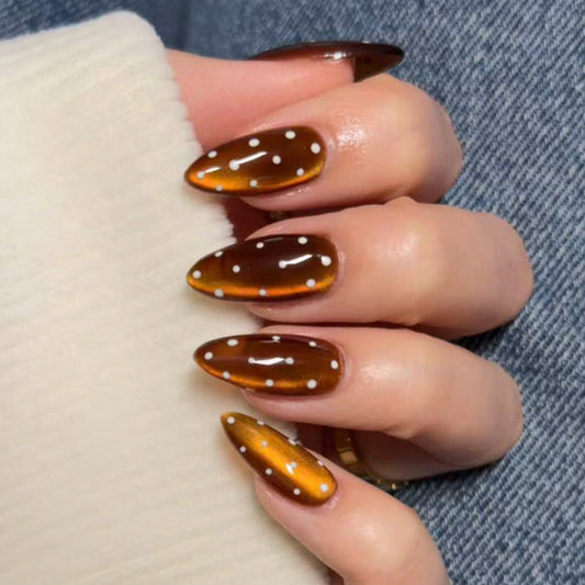 Brown Polka Dot | Medium Almond | EASY PRESS™