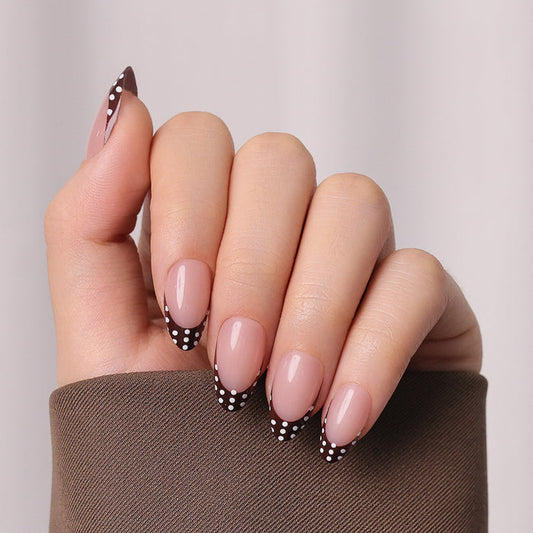 Brown Polka Dots | Short Almond | SALON PRESS™