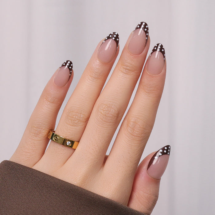 Brown Polka Dots | Short Almond | SALON PRESS™