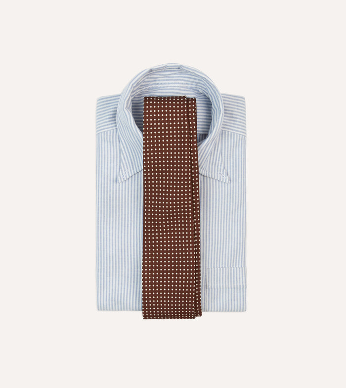 Brown Small Spot Silk Self-Tipped Tie