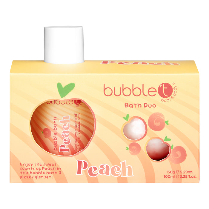 Bubble T Peach Bath Bomb Fizzer & Bubble Bath Duo Gift Set