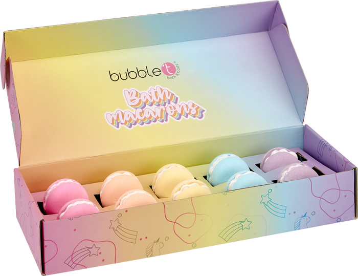 Bubble T Rainbow Tea Mini Macaron Bath Bomb Fizzer Gift Set (10 x 50g)