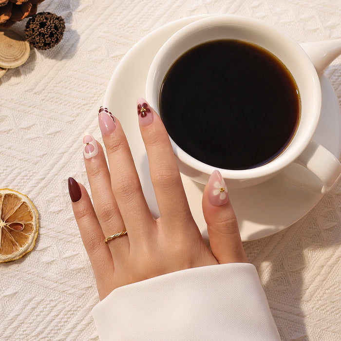 Burgundy Flower | Short Almond | SALON PRESS™