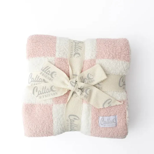 Calla & Friends Bliss Check Blanket-Petal Pink