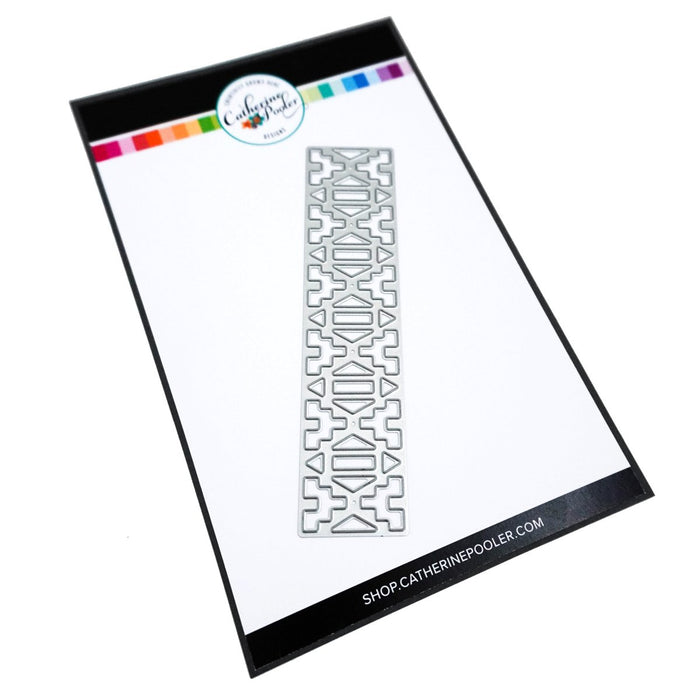 Catherine Pooler - Border Die - Aztec. This die was created to cut a southwestern inspired pattern through the front of a card or a card layer. Available at Embellish Away located in Bowmanville Ontario Canada.