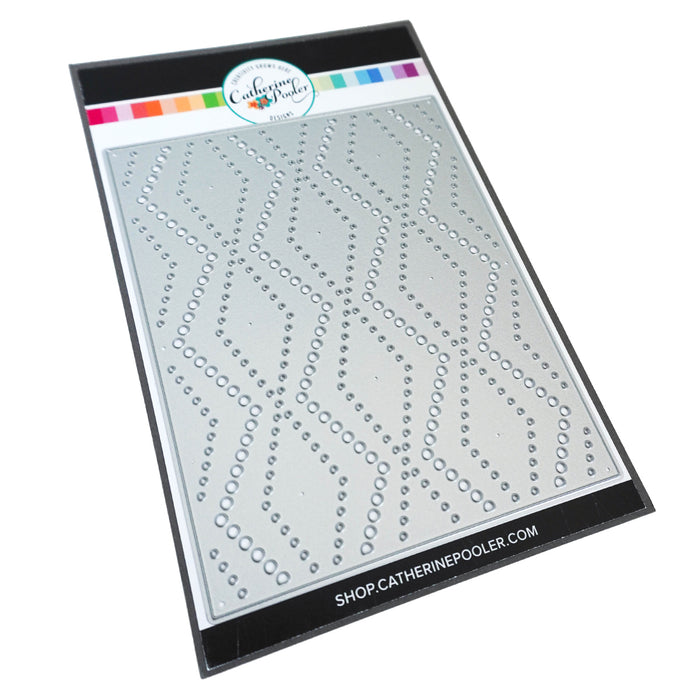 Catherine Pooler - Cover Plate Die - Dotted Zig Zag. A fun and festive pattern. This design element will be perfect in white on white as the background of your card or layer it over a color blended piece to add hints of color. Available at Embellish Away located in Bowmanville Ontario Canada.