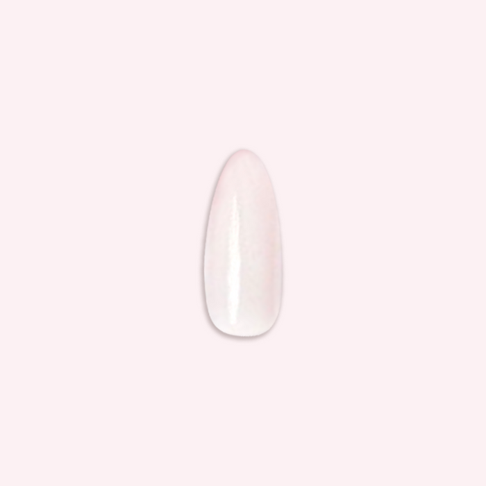 CCT - Press-On | Long | Almond showing single sheer pink long almond false nail on soft pink background