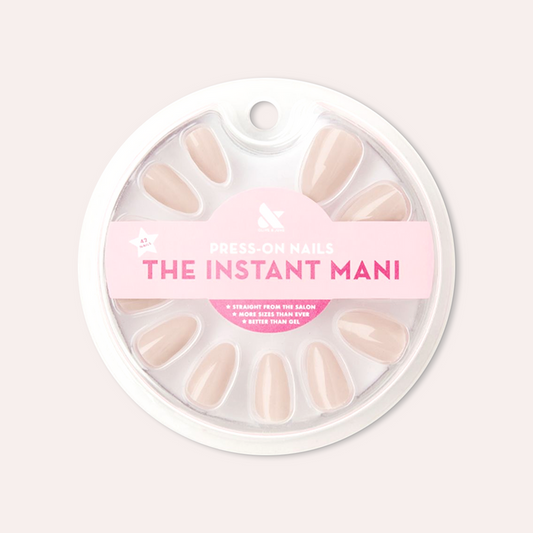 CDJ - Press-On | Medium | Almond neutral creamy false nails in rounded almond shape for easy at-home mani.