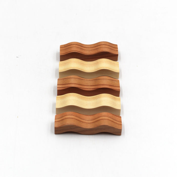 Cedar and Hinoki Cypress Wave Chopstick Rest Set (5-piece)