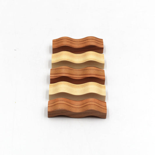Cedar and Hinoki Cypress Wave Chopstick Rest Set (5-piece)