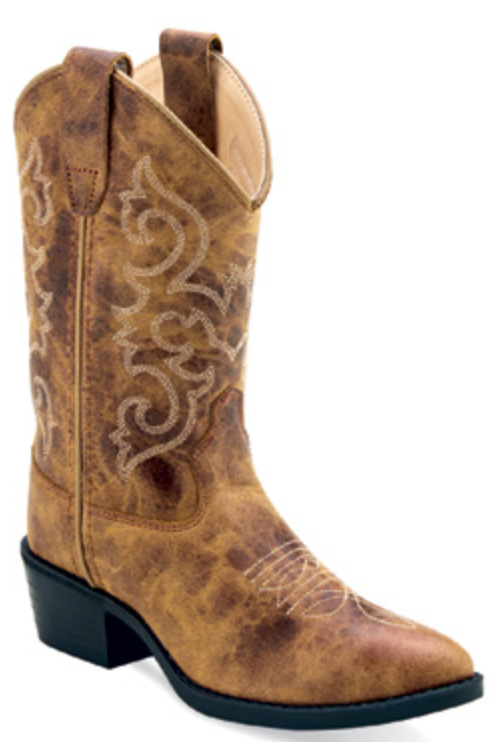 Children's Old West 8175 Burnt Tan J Toe Boots *Closeout*