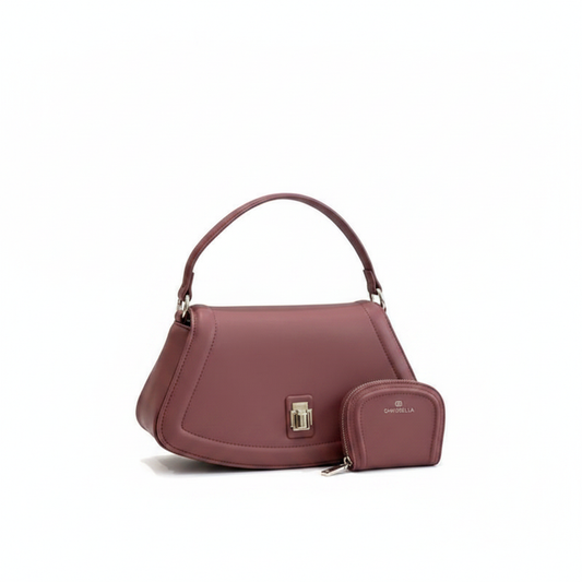 Chrisbella 2pc Shoulder Bag with Coin Purse – Dusty Rose white background