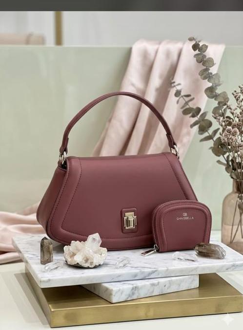 Chrisbella 2pc Shoulder Bag with Coin Purse – Dusty Rose