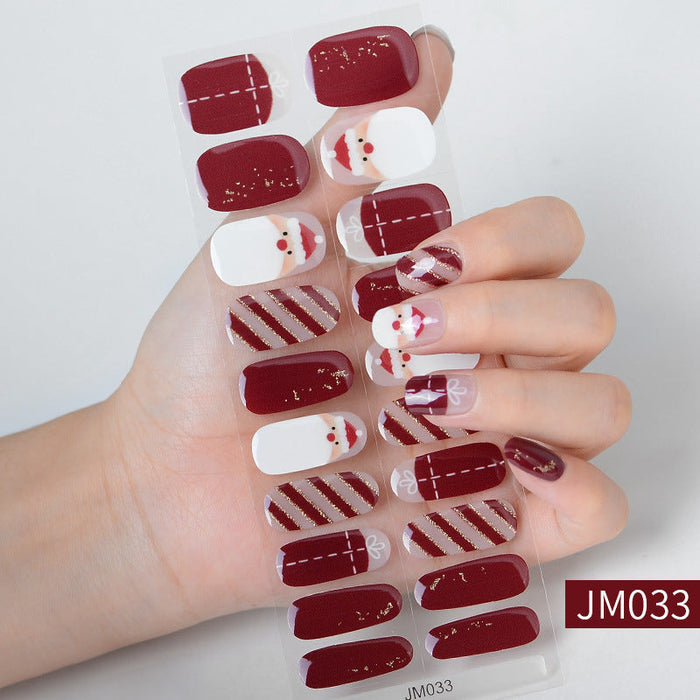 Christmas Santa Claus Candy Stripe Red Cartoon Gel Nail Stickers