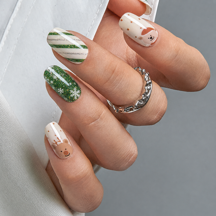 Christmas Santa Reindeer Snowflake Glitter Gel Nail Stickers