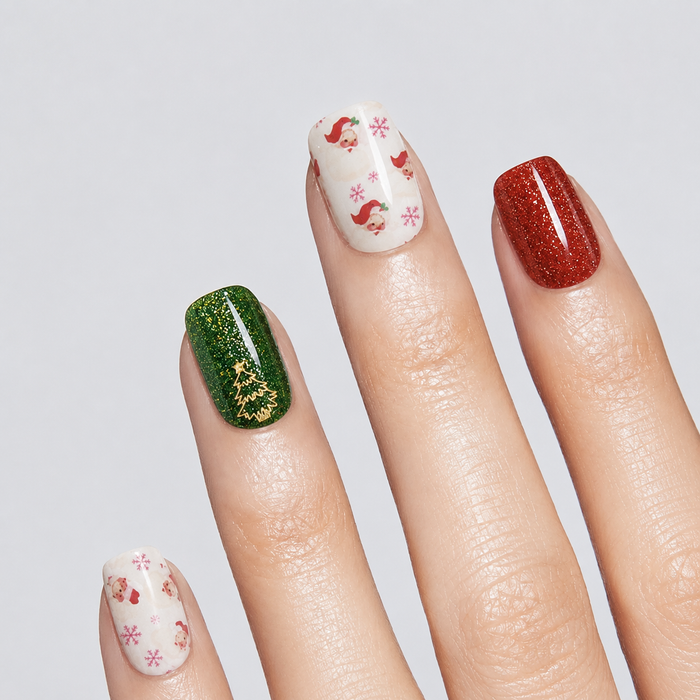 Christmas Santa Snowflake Glitter Gel Nail Stickers