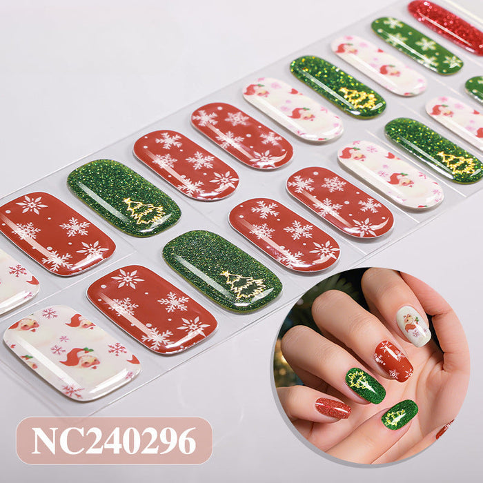 Christmas Santa Snowflake Glitter Gel Nail Stickers
