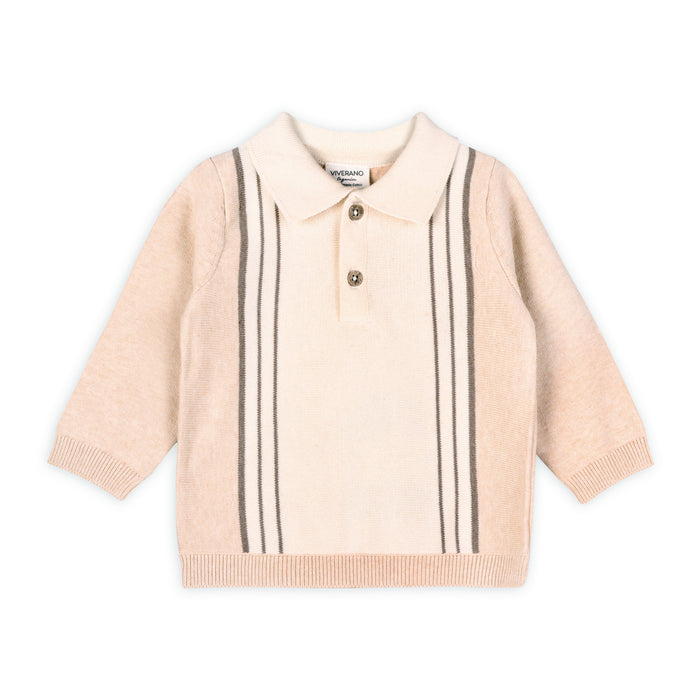 Classic Stripe Polo Knit Baby Pullover & Pant Set (Organic Cotton)
