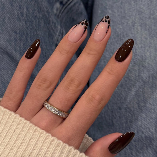 Cocoa Leopard French | Medium Almond | EASY PRESS™