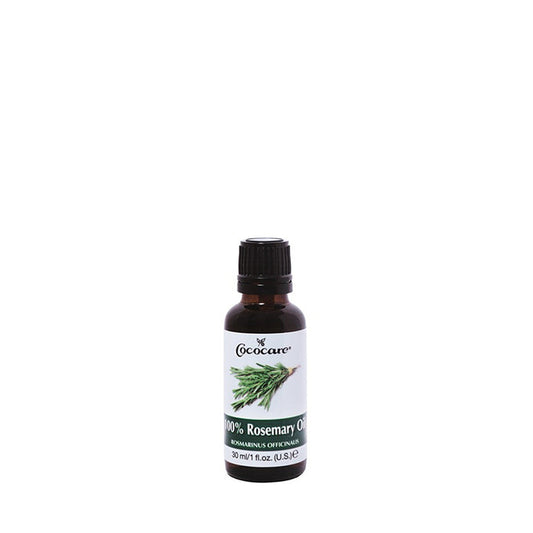 COCOCARE rosemary oil for hair growth 30 ml amber bottle with rosemary sprig label for scalp and hair care