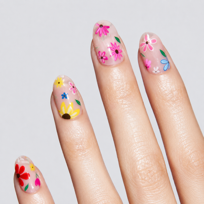 Colorful Wildflower Sheer Gel Nail Stickers