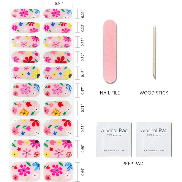 Colorful Wildflower Sheer Gel Nail Stickers