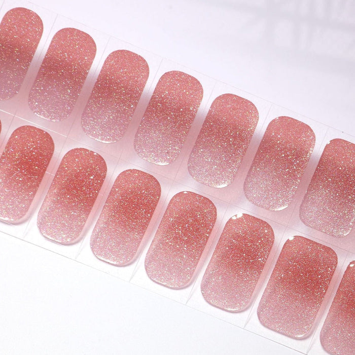Crimson Flash Semicured Nail Wraps - Red Gradient UV Gel Nail Art Stickers