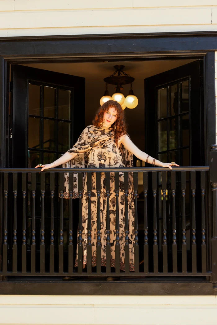 Curiosities Scarf with Whimsical Print
